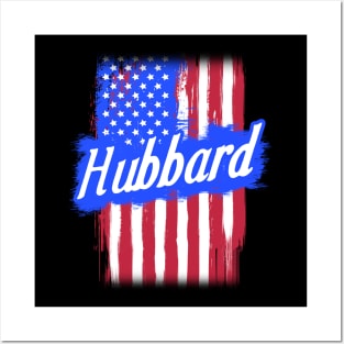 American Flag Hubbard Family Gift For Men Women, Surname Last Name Posters and Art